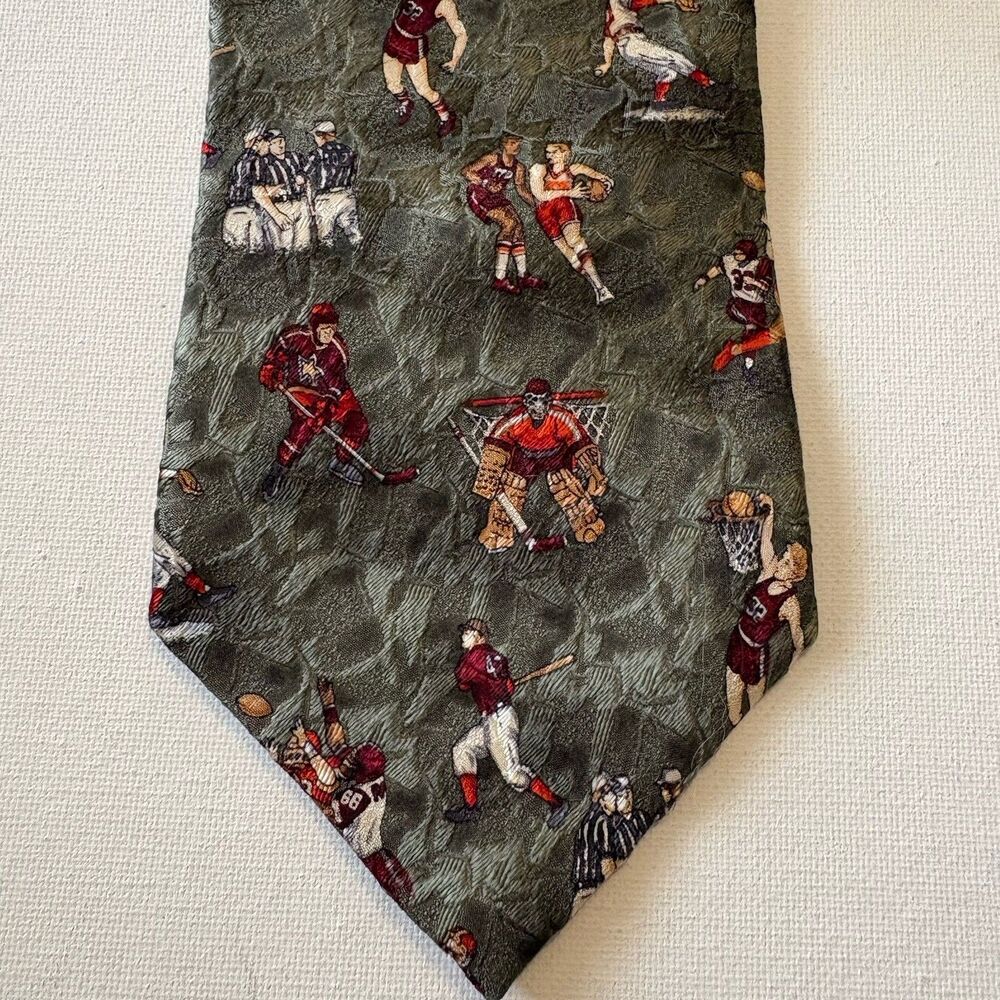 Parker Sage Tie Silk Made USA Sports Themed Football Hockey Basketball Baseball
